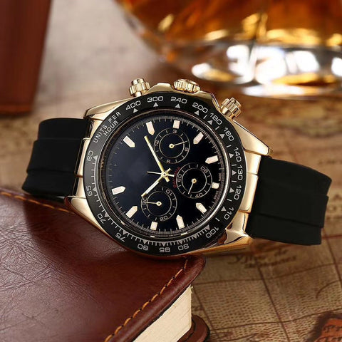 Men&amp;amp;amp;#039;s Rubber Belt Labor Watch 6-Needle Second Running Quartz Watch