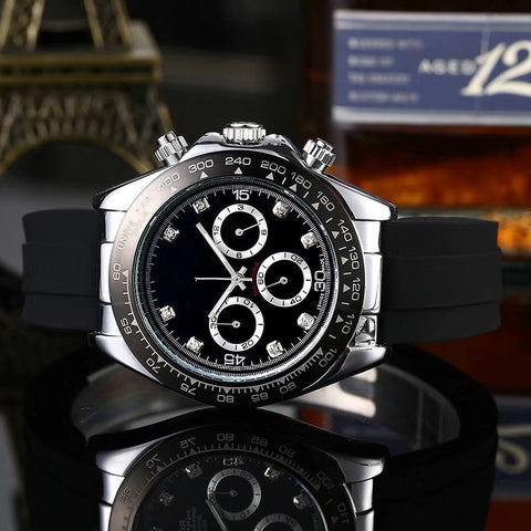 Men&amp;amp;amp;#039;s Rubber Belt Labor Watch 6-Needle Second Running Quartz Watch