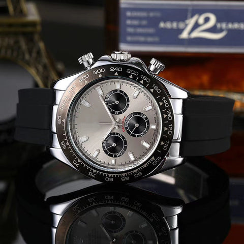 Men&amp;amp;amp;#039;s Rubber Belt Labor Watch 6-Needle Second Running Quartz Watch