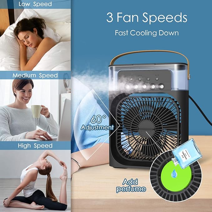 3 In 1 Fan AIr Conditioner Household Small Air Cooler LED Night Light Portable Humidifier Air Adjustment Fan Office Home Fan New