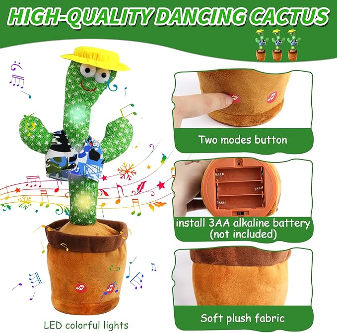 Dancing Cactus Talking Baby Toys with Lights